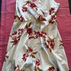 Elegant Floral Midi Dress in White and Red